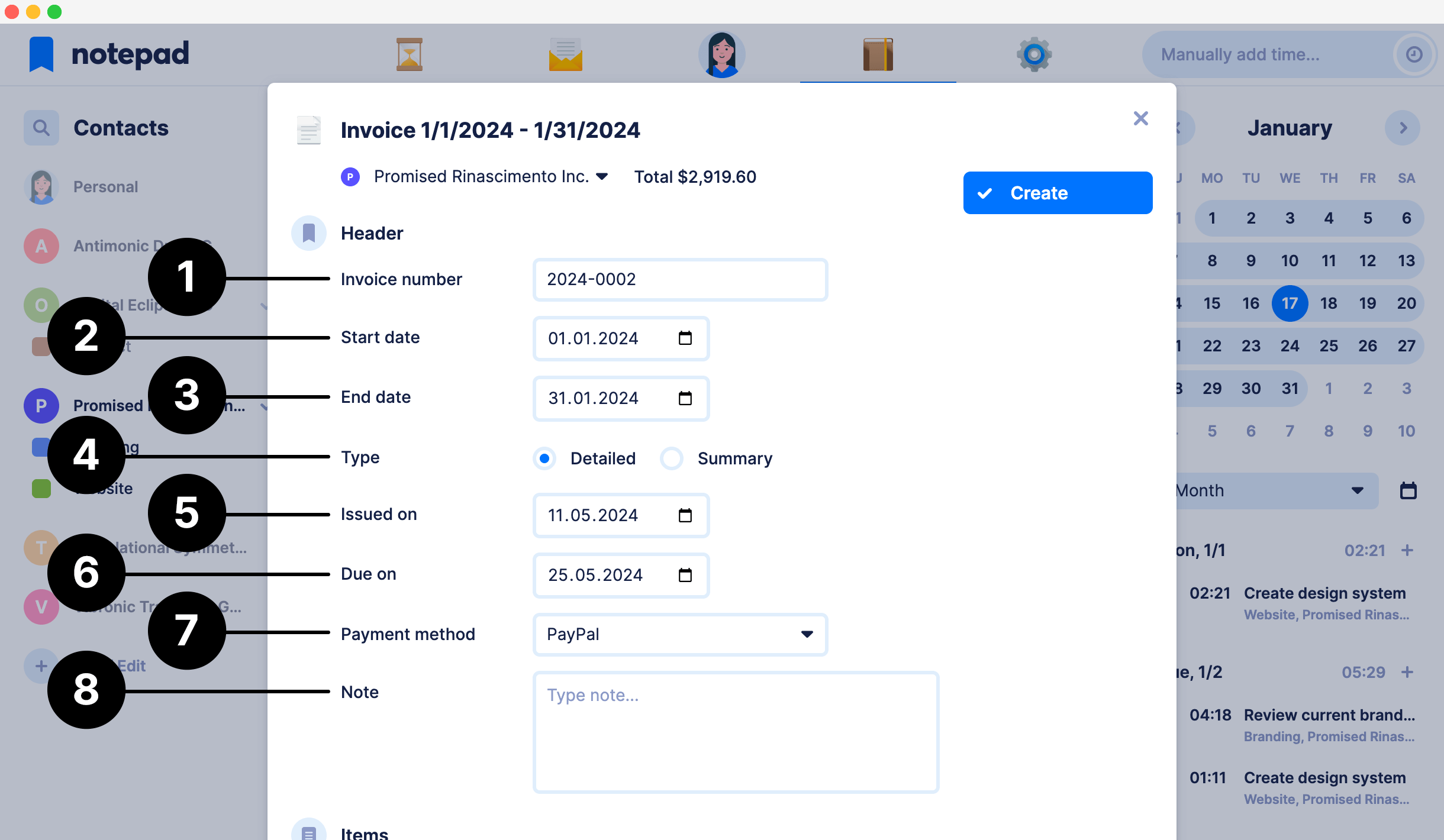 New invoice